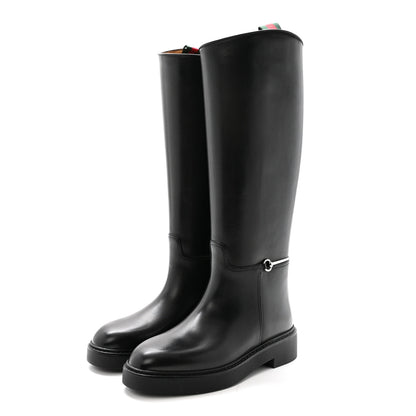 Gucci Marot Lux Michelangelo Slim Horsebit Riding Boots 37.5 Black 4 of 10