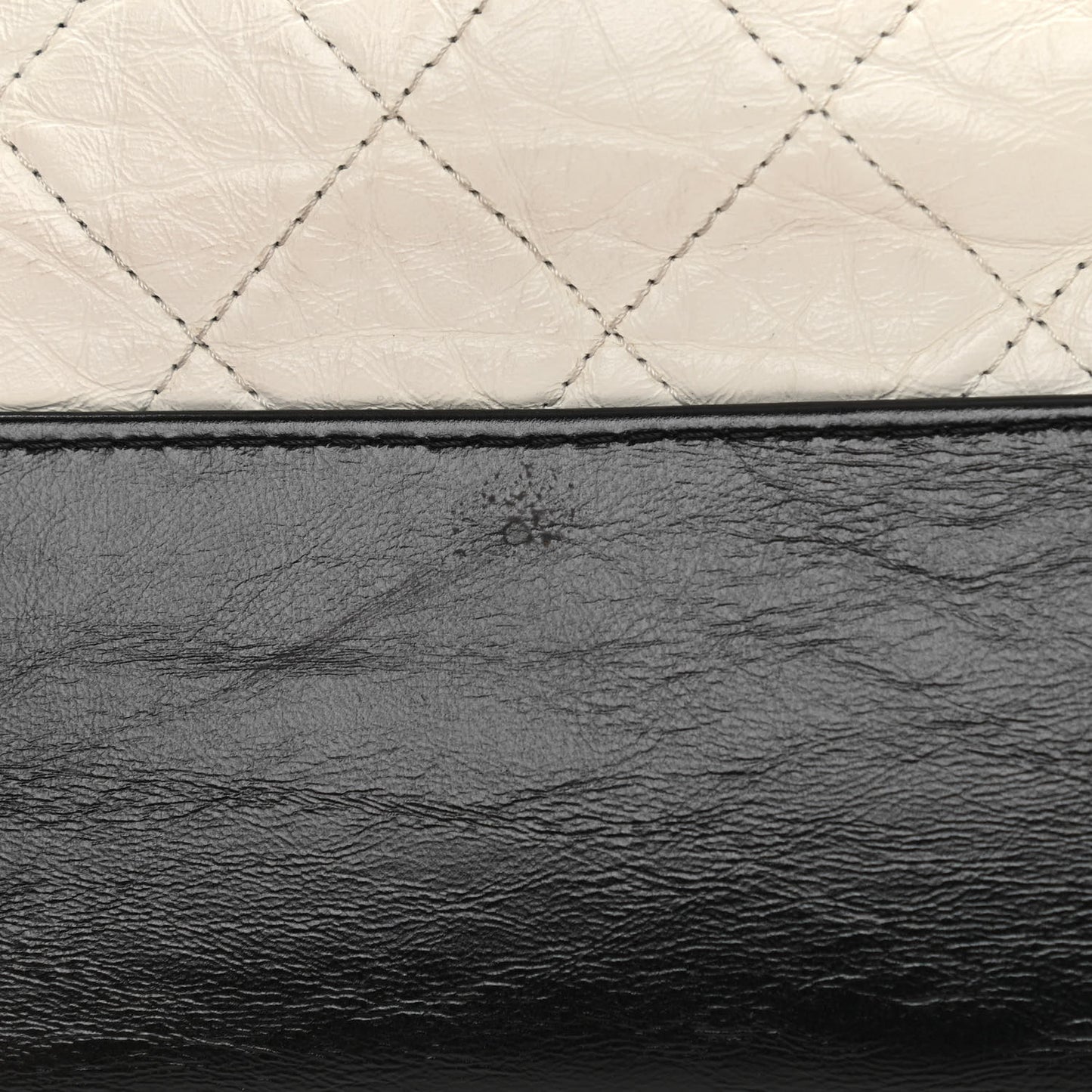 Aged Calfskin Quilted Medium Gabrielle Hobo Black White