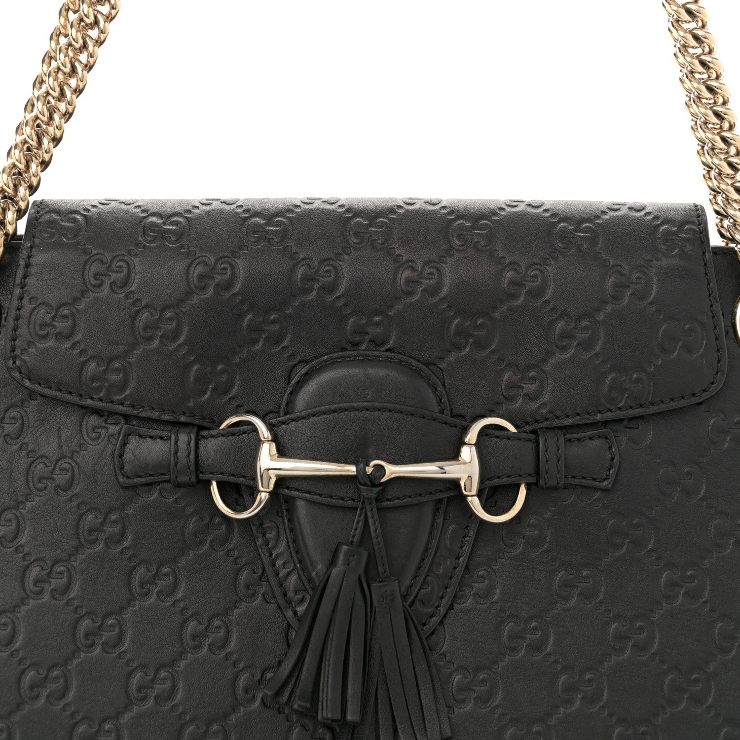 Gucci Guccissima Large Emily Chain Shoulder Bag Black 8 of 15
