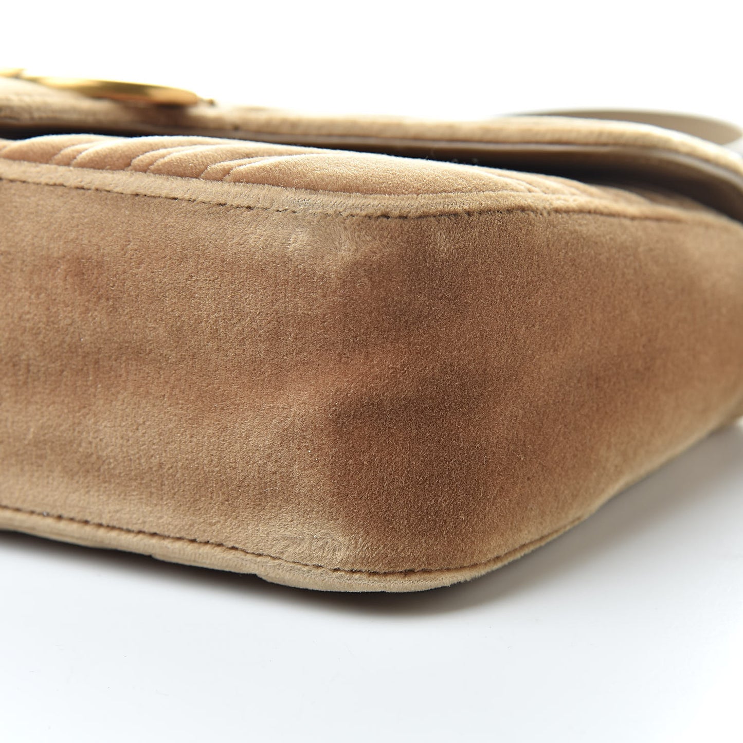 Velvet Matelasse Small GG Marmont Shoulder Bag Taupe