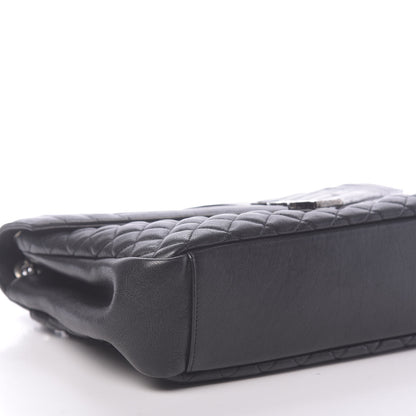 Saint Laurent Calfskin Mixed Matelasse Triquilt Large Monogram Satchel Black 7 of 9