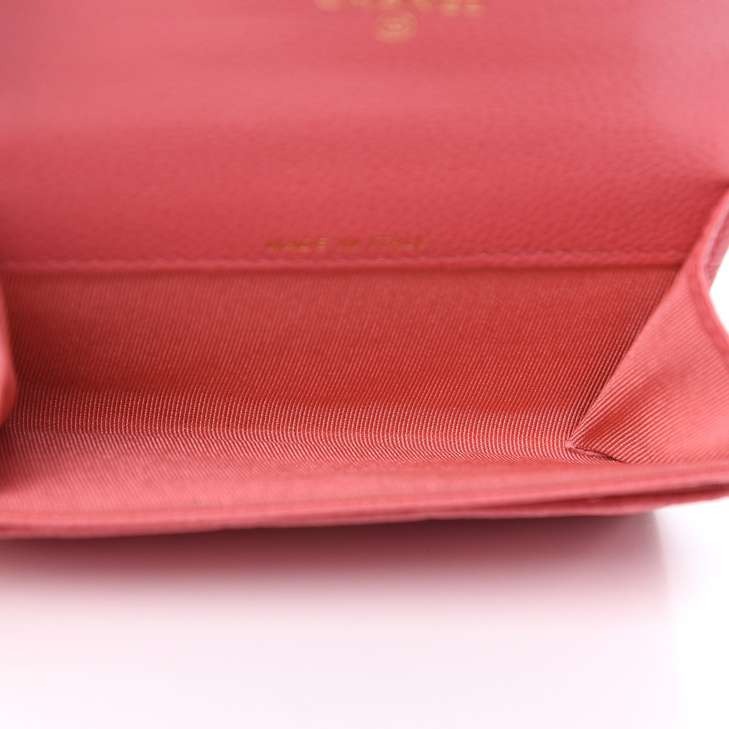 Metallic Caviar Quilted Flap Card Holder Pink