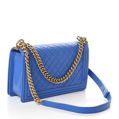 Chanel Lambskin Quilted New Medium Boy Flap Blue 3 of 10