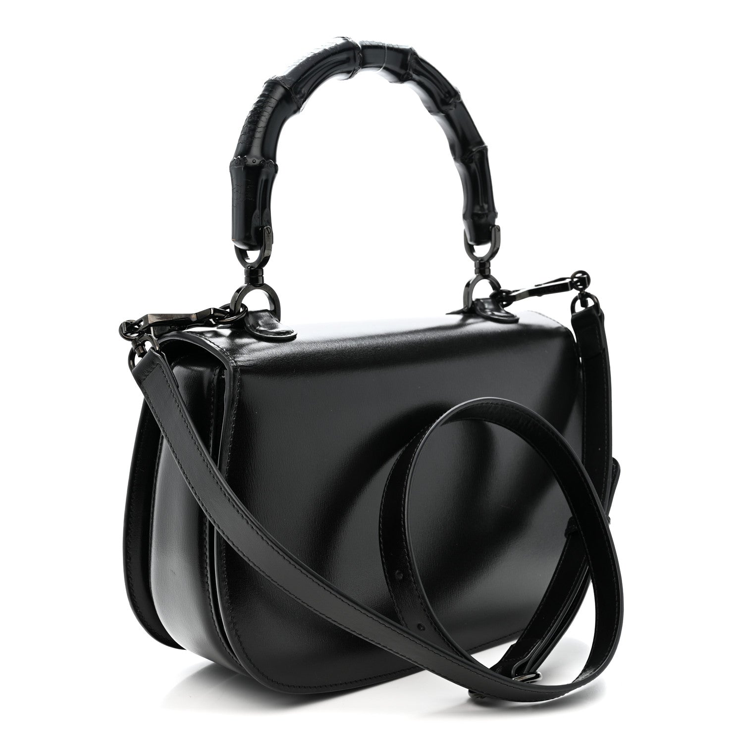 Gucci Boarded Dyana Lux Calfskin Web Monochrome Medium Bamboo 1947 Top Handle Bag Black 3 of 12