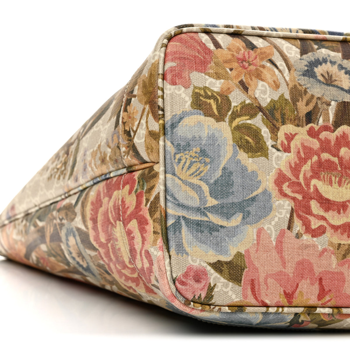 Gucci GG Supreme Monogram Water Flora Web Large Ophidia Tote Beige White Multicolor 10 of 13