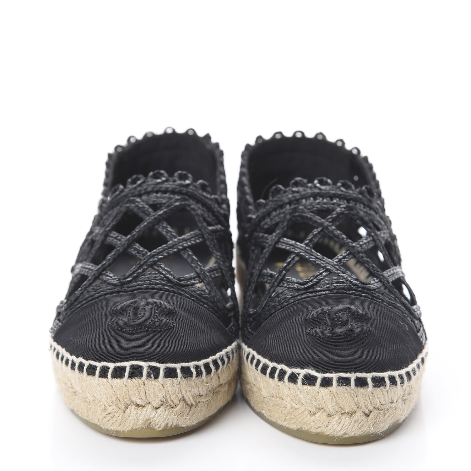 Chanel Woven Fabric Grosgrain CC Espadrilles 38 Black 2 of 7