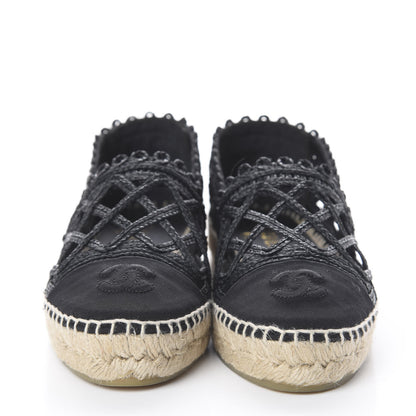 Chanel Woven Fabric Grosgrain CC Espadrilles 38 Black 2 of 7