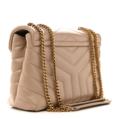 Saint Laurent Calfskin Y Quilted Monogram Small Loulou Chain Satchel Dark Beige 3 of 12