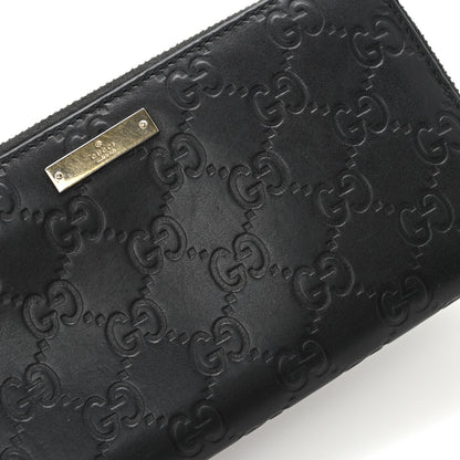 Gucci Guccissima Margaux Calfskin Metal Bar Zip Around Wallet Black 9 of 10