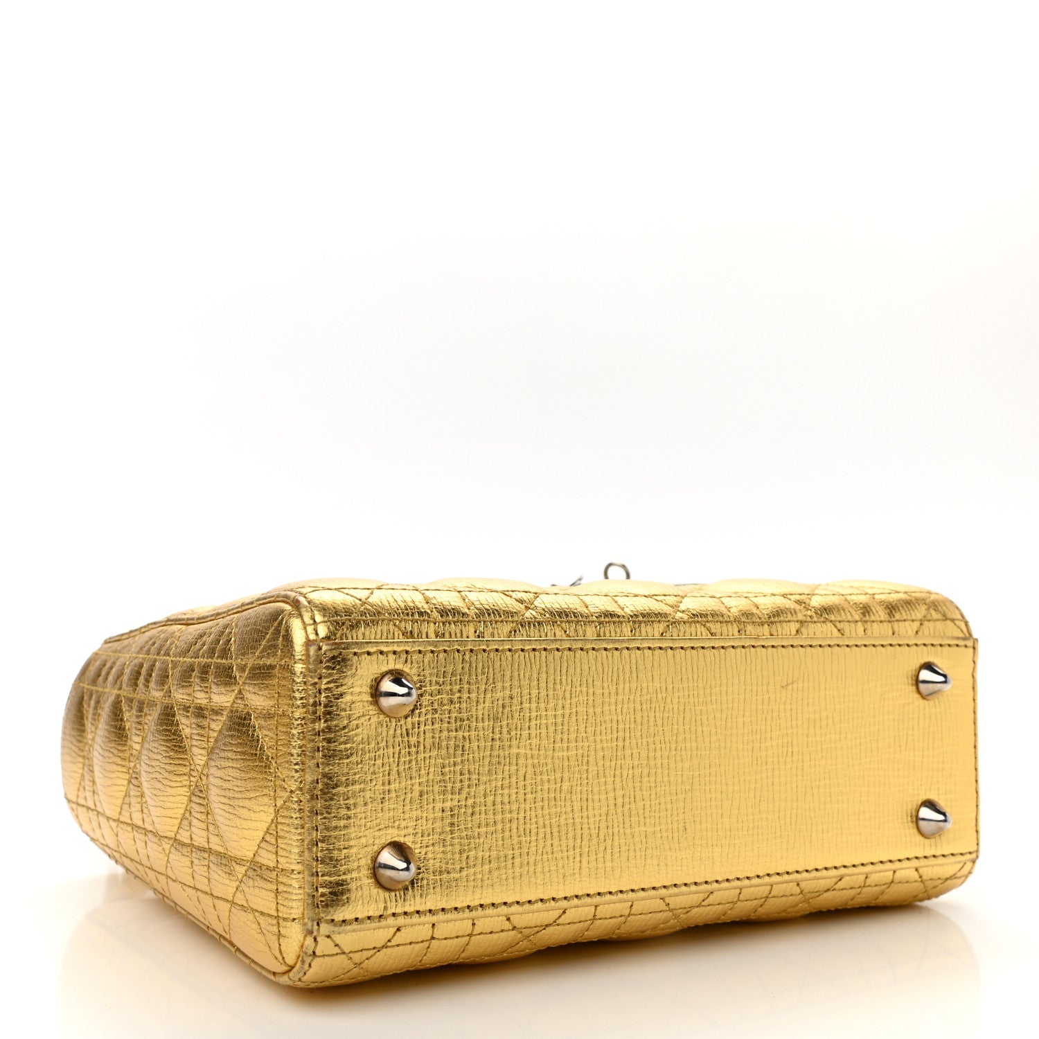 Christian Dior Metallic Grained Calfskin Cannage Small Lucky Badges My Lady Dior Gold 4 of 13