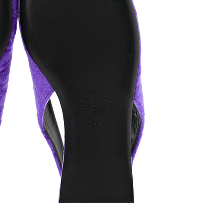 Balenciaga Crushed Velvet Crystal BB Knife Pointy Toe Slingback Flats 36 Purple 6 of 10