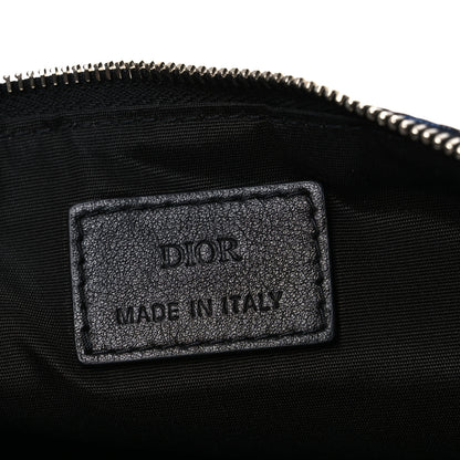 Christian Dior x Sorayama Nylon Grained Calfskin Oblique Zipped Pouch Navy Blue 6 of 7