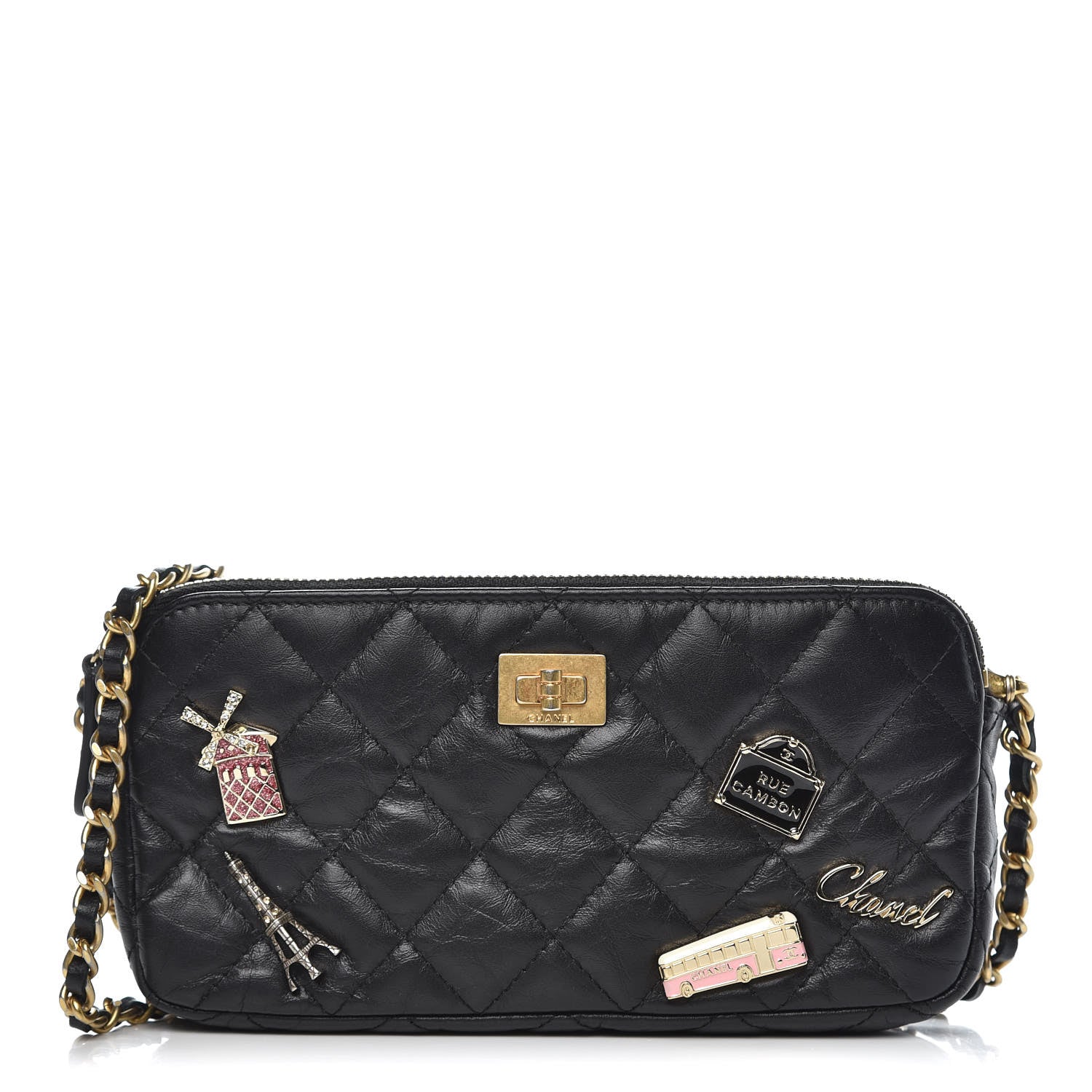 Chanel Aged Calfskin Lucky Charms 2.55 Reissue Small Clutch With Chain Black 1 of 11