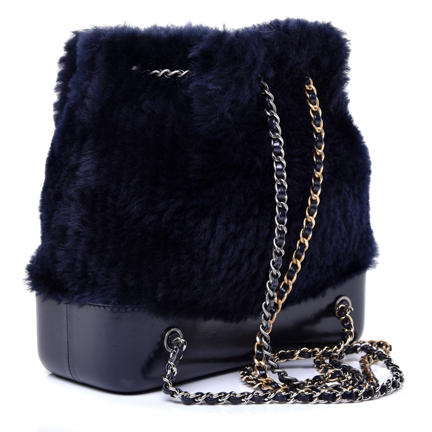 Shearling Small Gabrielle Backpack Navy