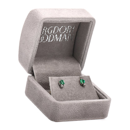 Suzanne Kalan 18K White Gold Diamond Emerald Layered Stud Earrings 10 of 10