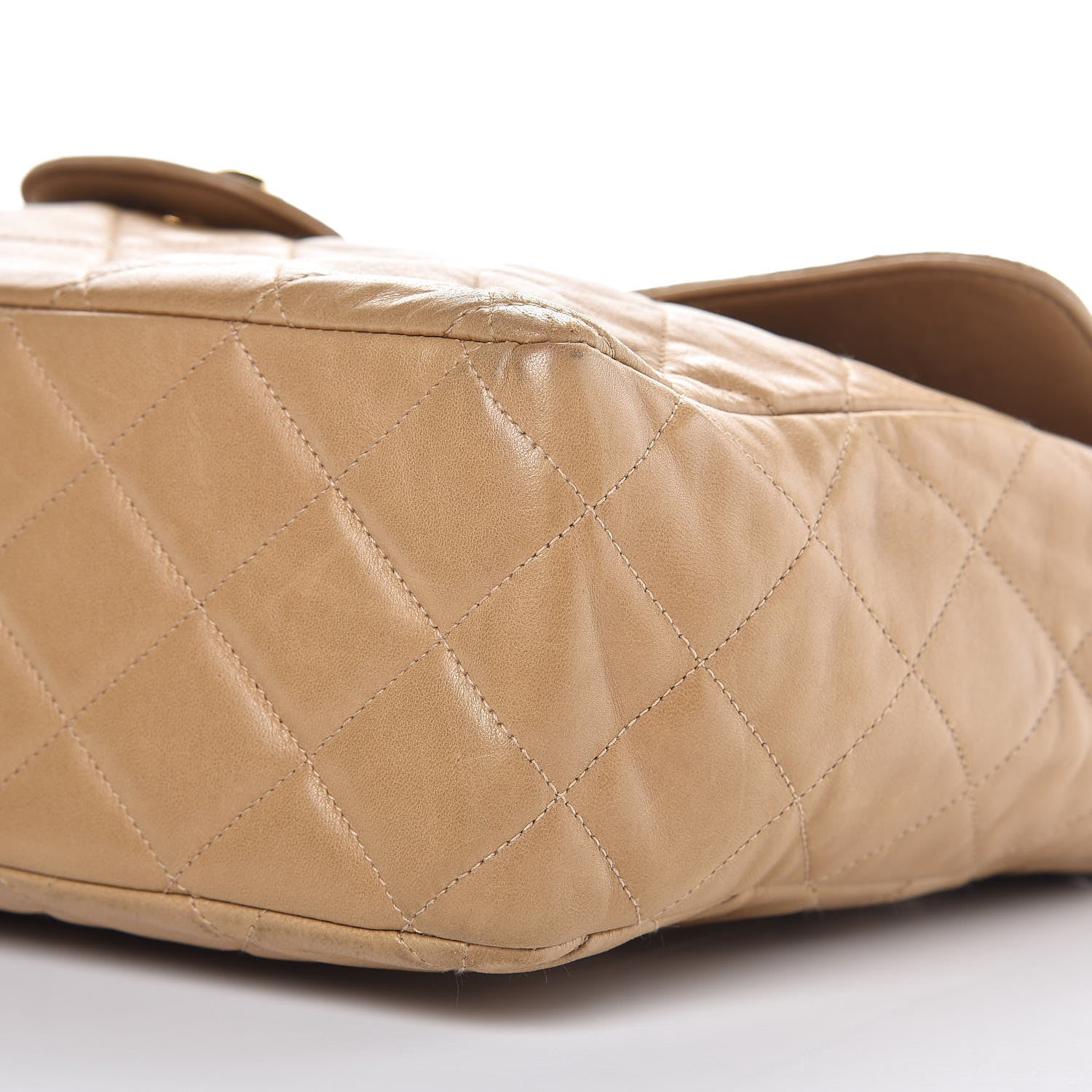 Chanel Lambskin Quilted Jumbo Single Flap Dark Beige 13 of 15