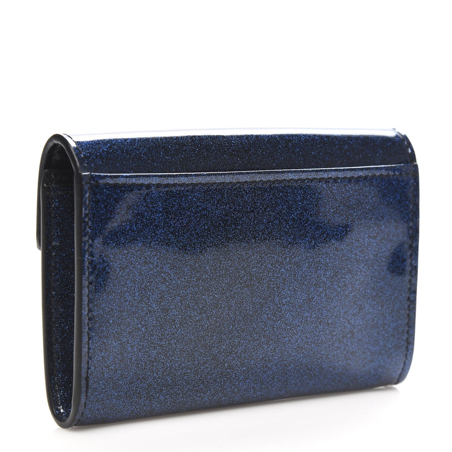 Glitter Patent Small Monogram Envelope Wallet Cobalt