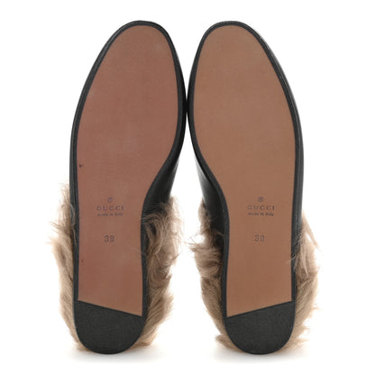 Gucci Calfskin Fur Womens Princetown Slippers 38 Black 6 of 9
