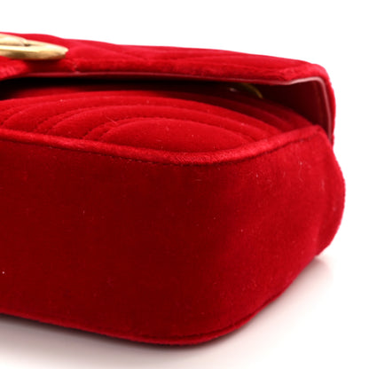 Gucci Velvet Matelasse Mini GG Marmont Shoulder Bag Hibiscus Red 10 of 11