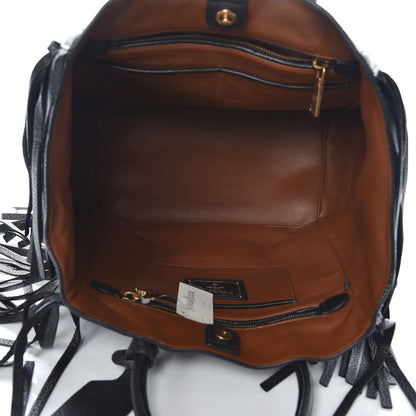 Prada Cervo Deerskin Fringe Tote Black 5 of 7
