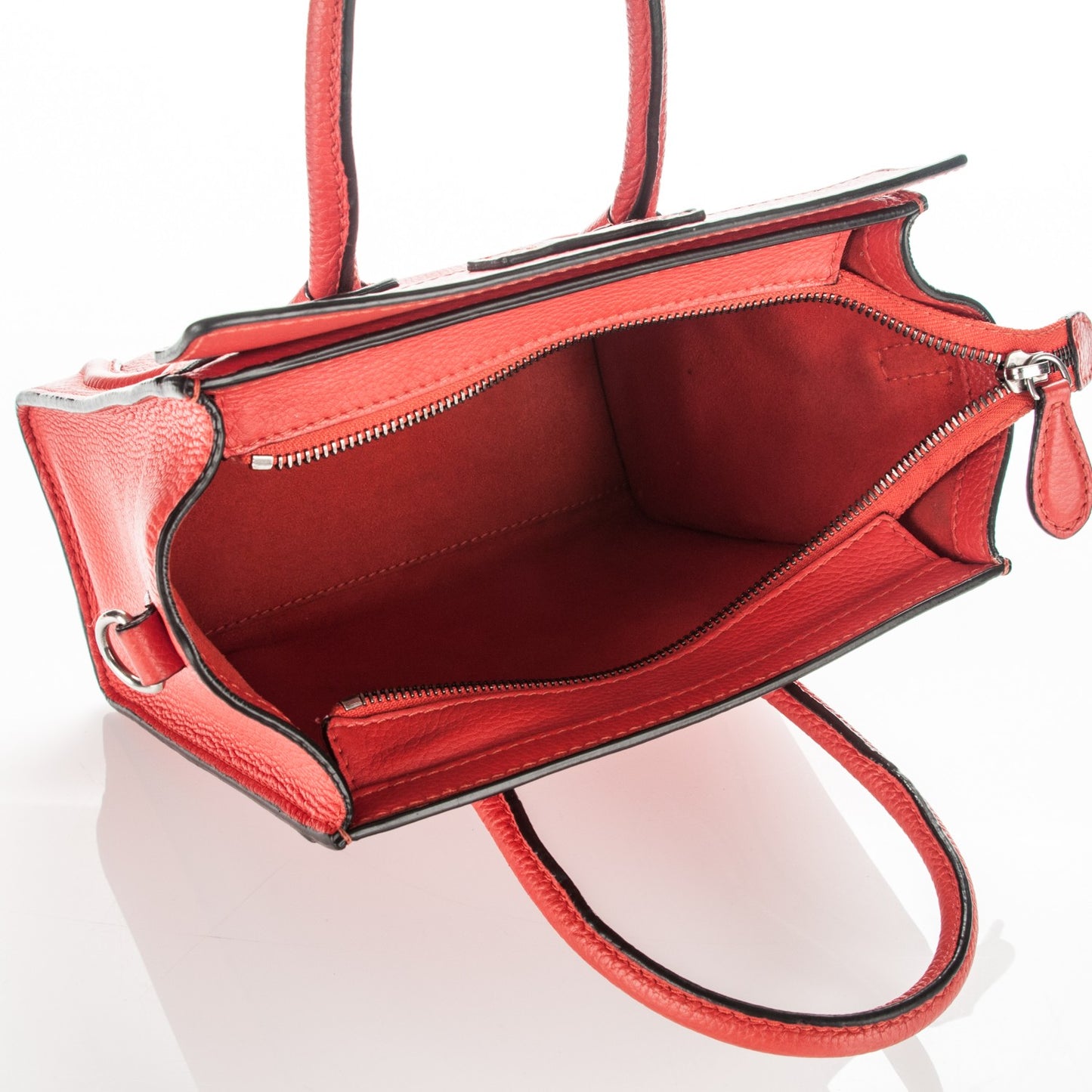 Drummed Calfskin Nano Luggage Vermillion