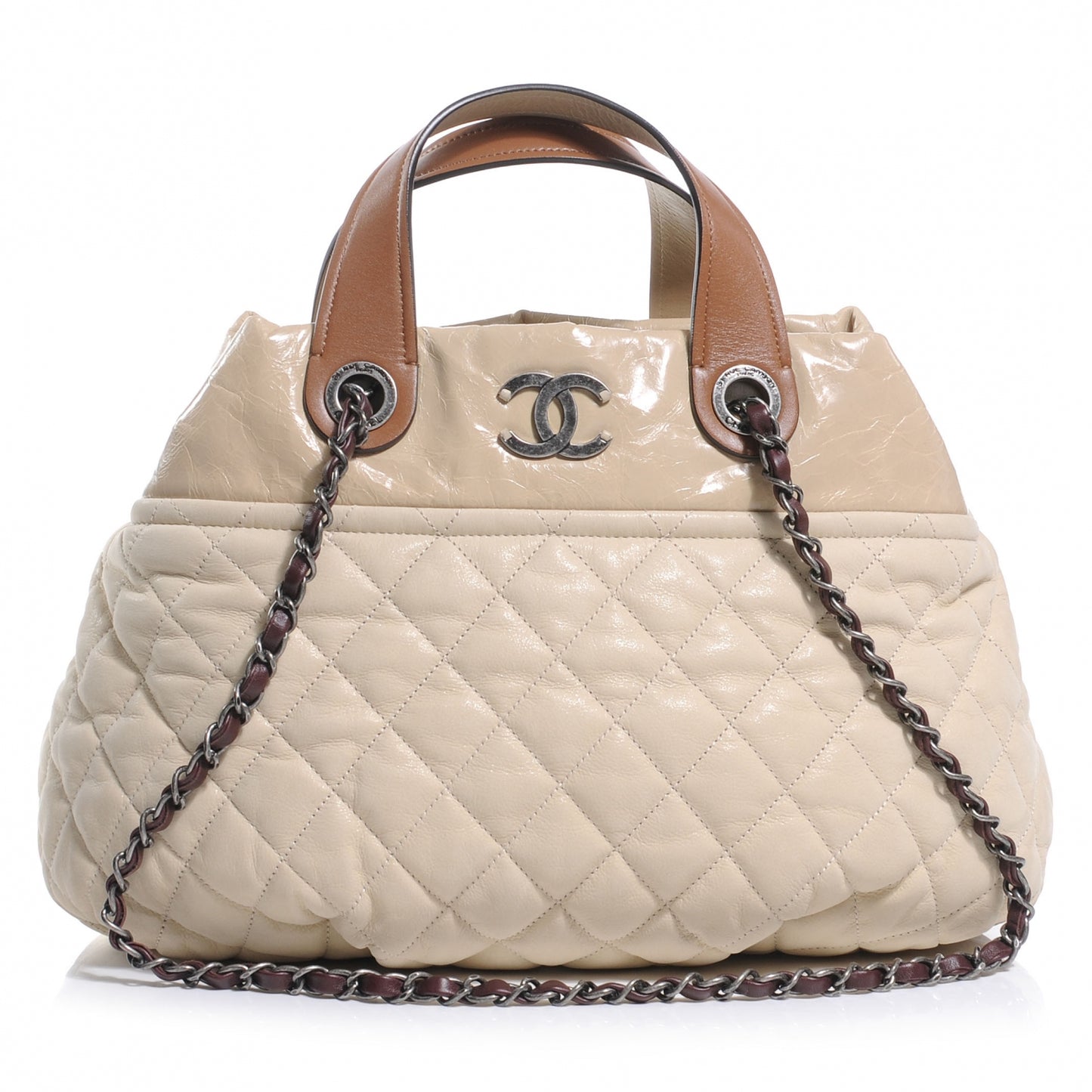Leather Large In The Mix Tote Beige