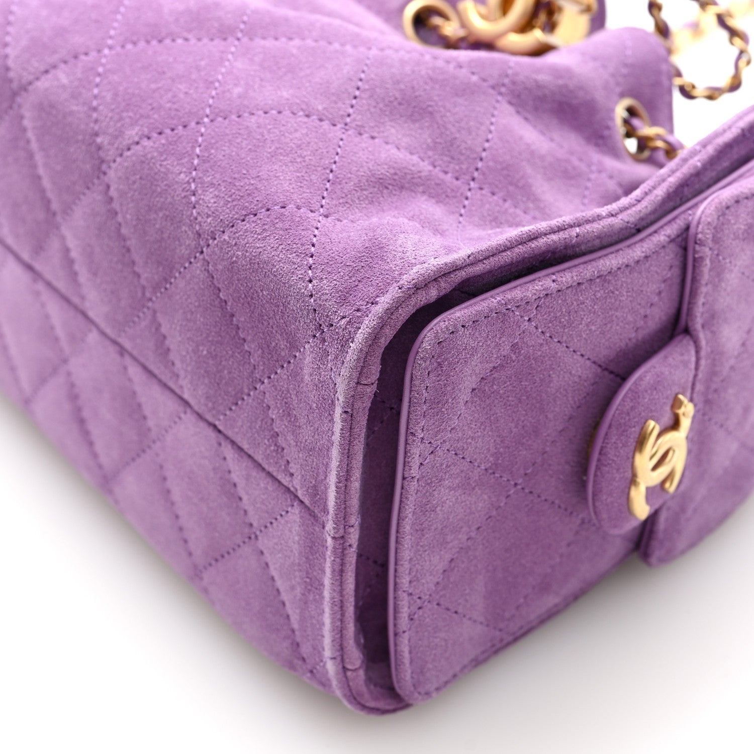 Chanel Suede Quilted Mini Chanel 25 Handbag Purple 10 of 10