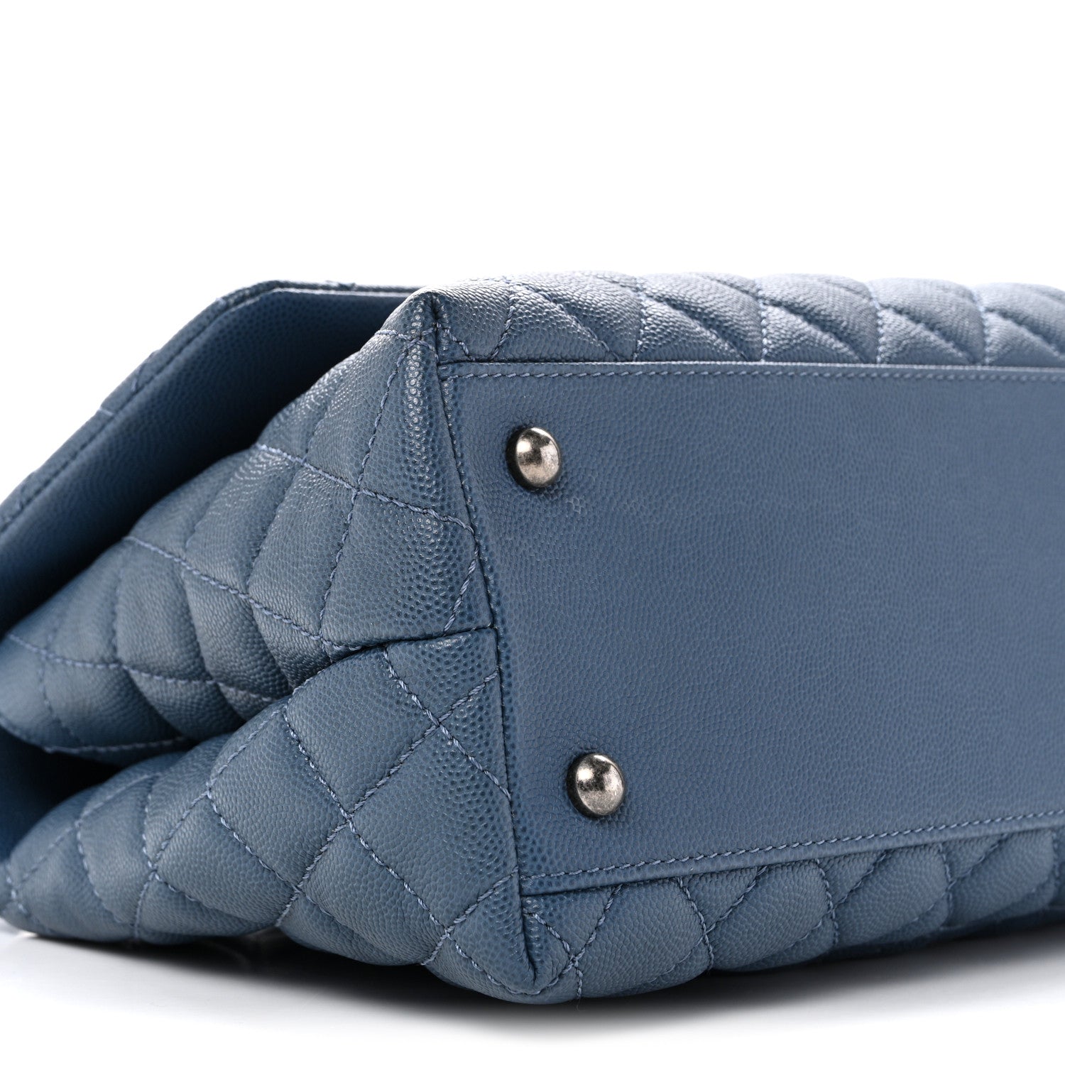 Chanel Caviar Quilted Small Coco Handle Flap Blue 9 of 10