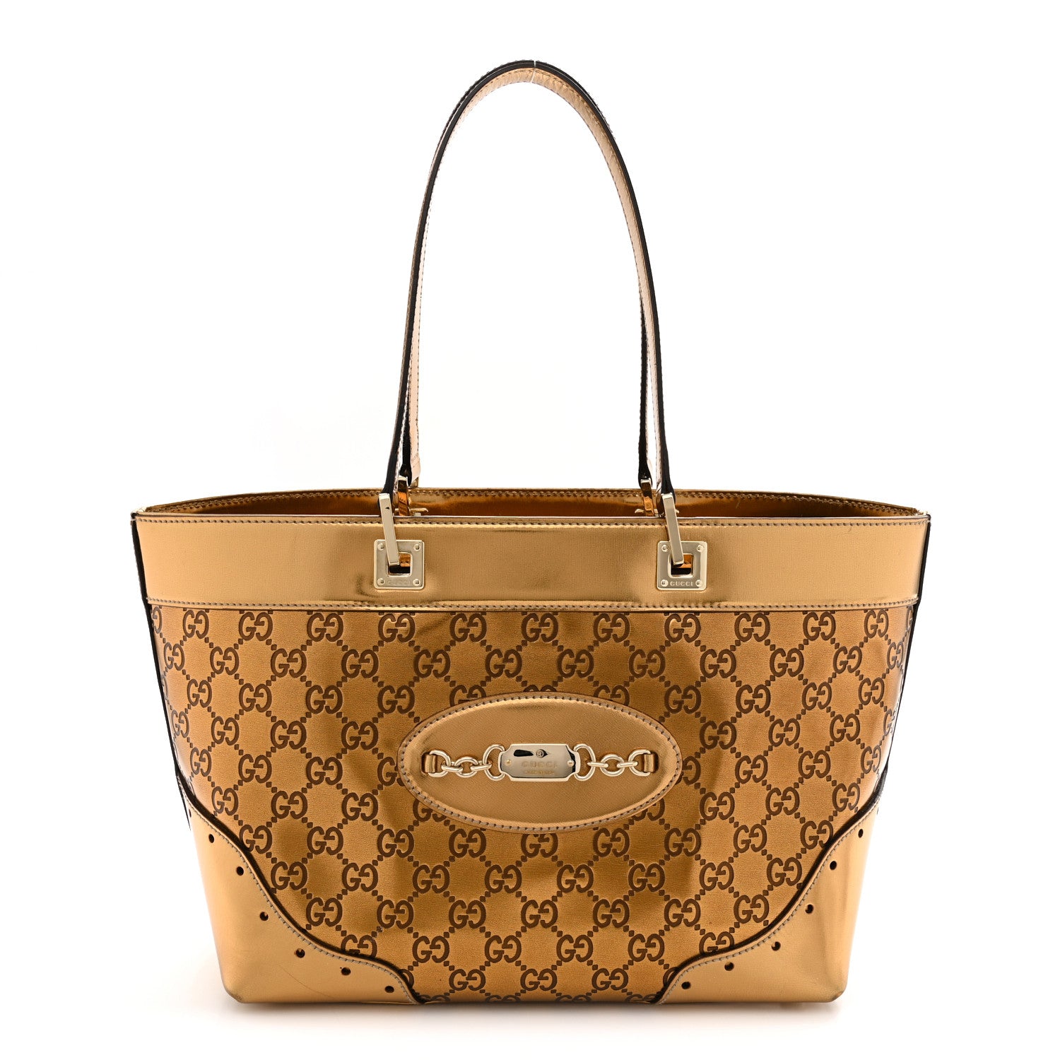 Gucci Metallic Guccissima Large Punch Tote Bronze 1 of 12