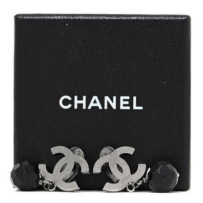 Chanel Ruthenium CC Bead Drop Clip On Earrings Black 6 of 6