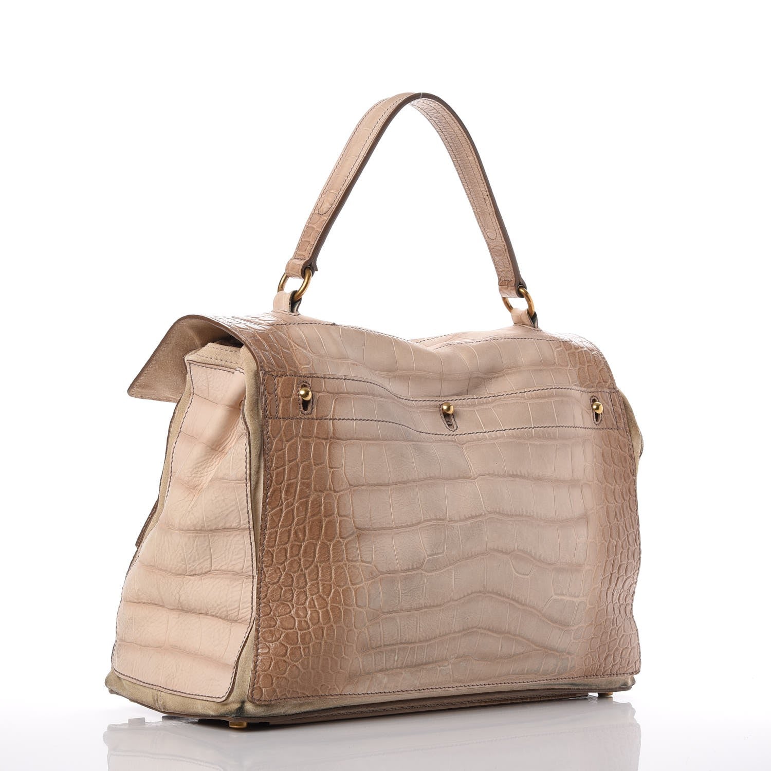 Saint Laurent Nubuck Croc Embossed Large Muse Two Beige 3 of 20