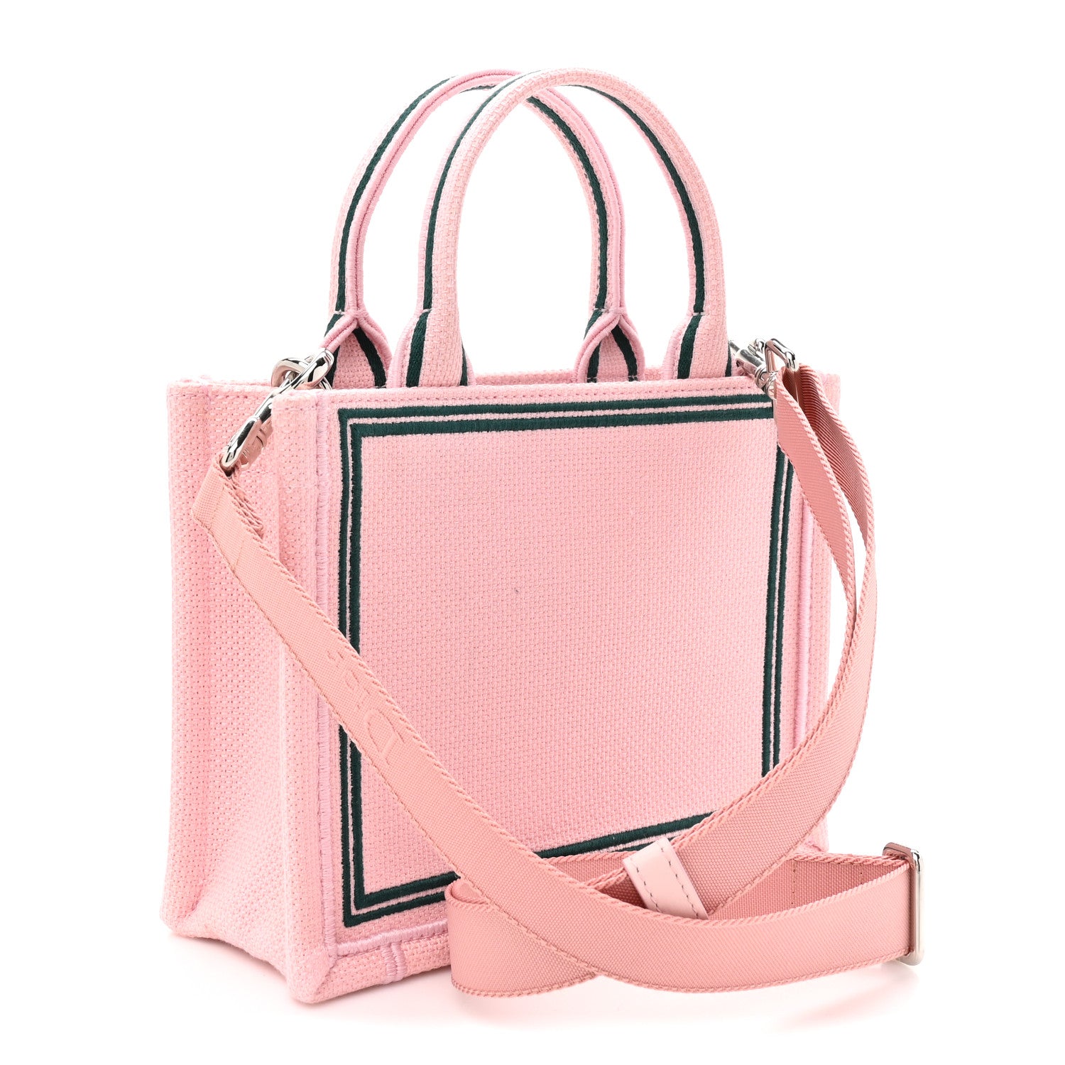 Christian Dior Canvas Embroidered Book Cover Mini Book Tote Pink Green 3 of 10