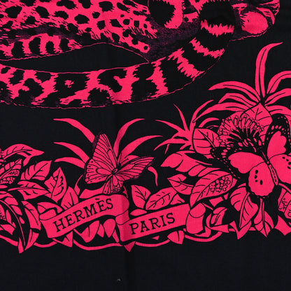 Hermes Cashmere Silk Jungle Love Tattoo Shawl 140  Bleu Noir Rose Vif 2 of 3