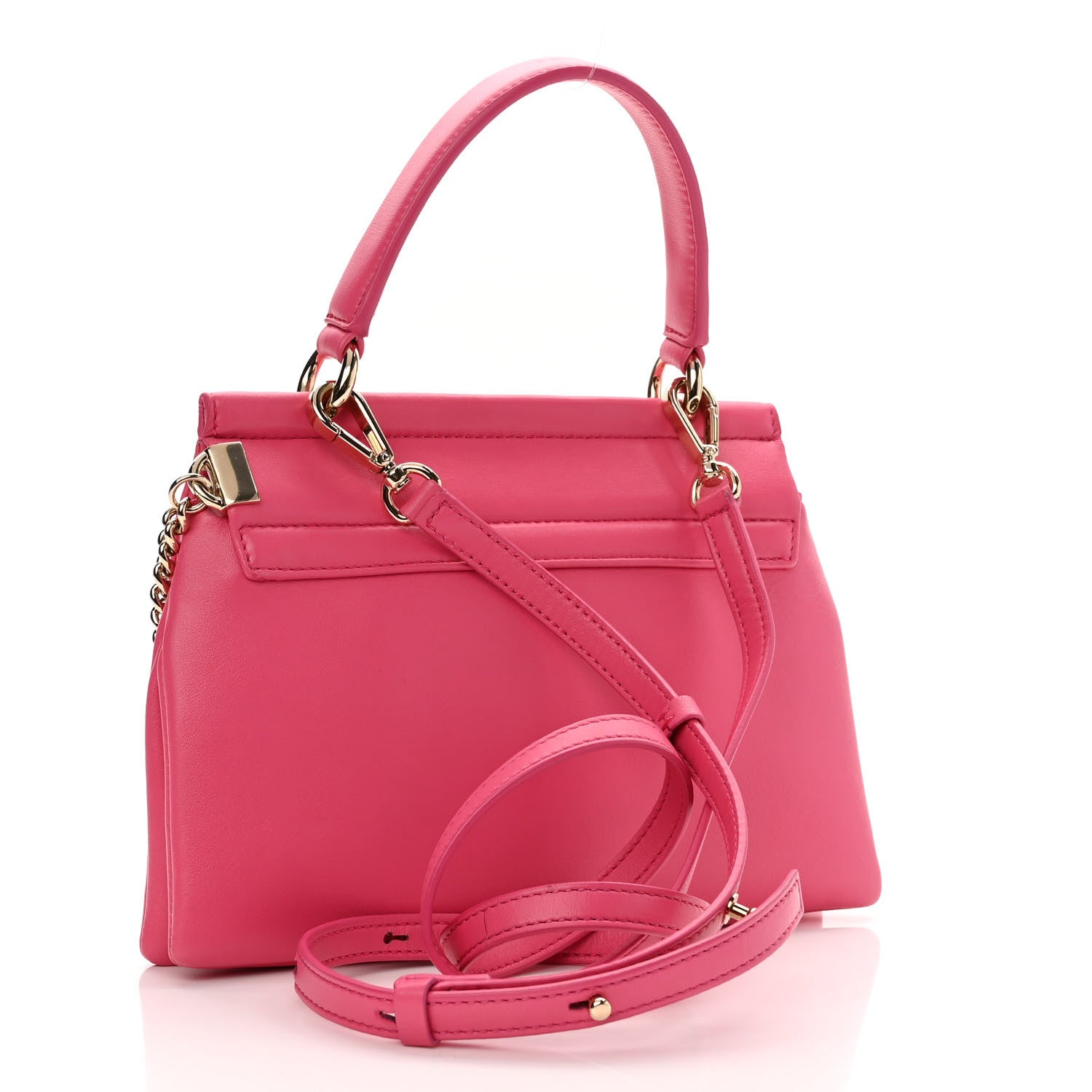 Chloe Lambskin Small Faye Top Handle Bag Hot Pink 3 of 9