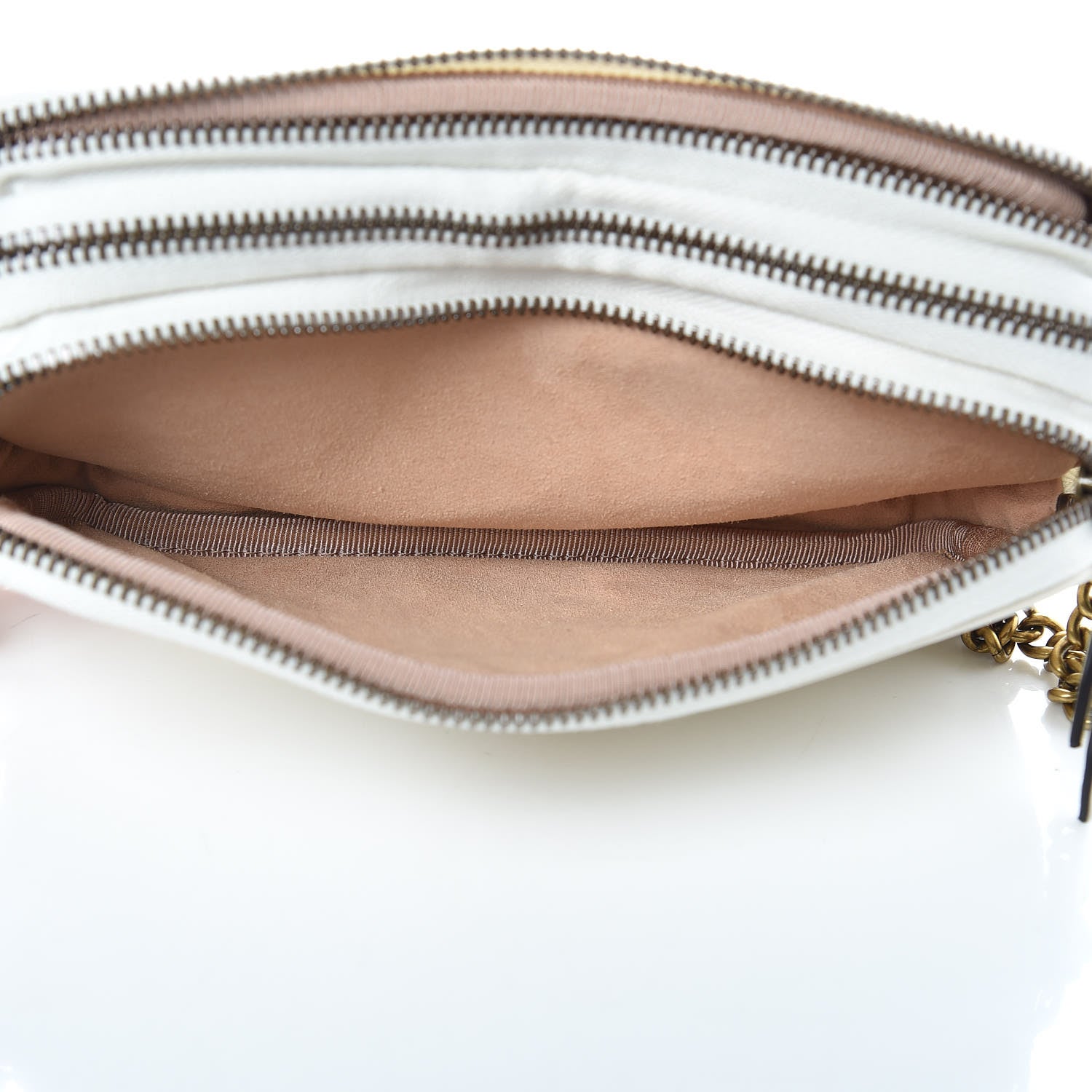 Gucci Calfskin Matelasse Mini GG Marmont Chain Crossbody Bag Mystic White 6 of 12