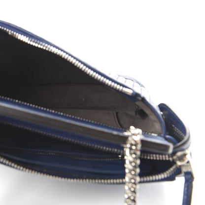 Fendi Shiny Nappa Trapuntata Small DotCom Click Chain Satchel Blue 5 of 9