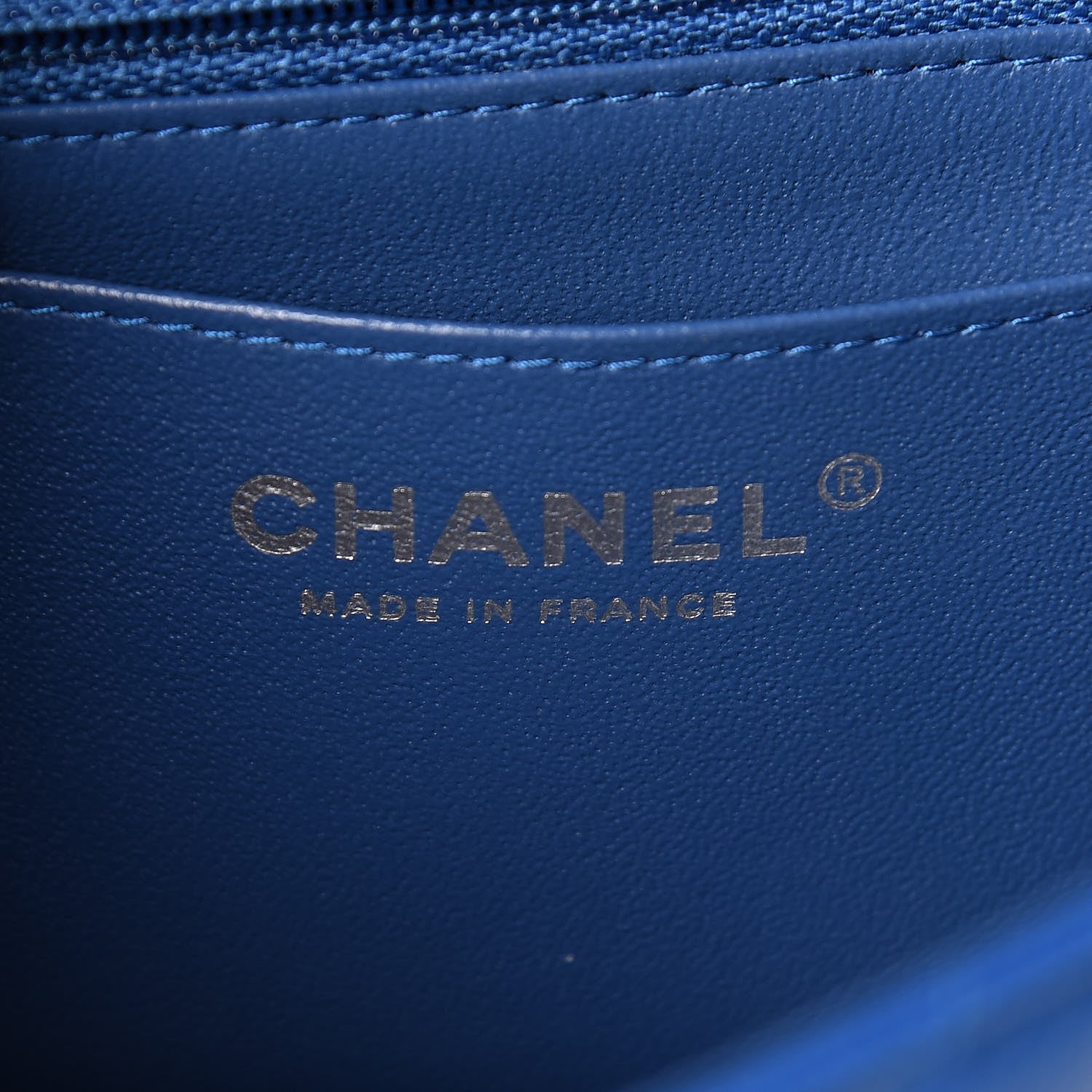 Chanel Caviar Chevron Quilted Mini Rectangular Flap Blue 6 of 11