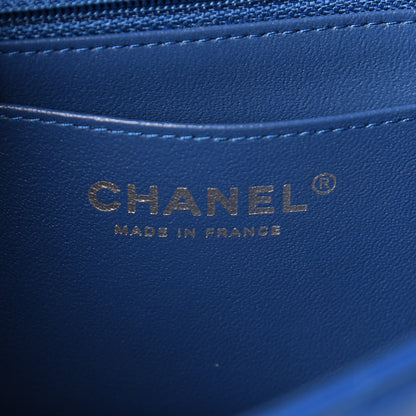 Chanel Caviar Chevron Quilted Mini Rectangular Flap Blue 6 of 11