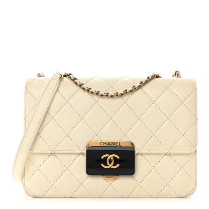 Chanel Sheepskin Quilted Beauty Lock Flap White 1 of 19