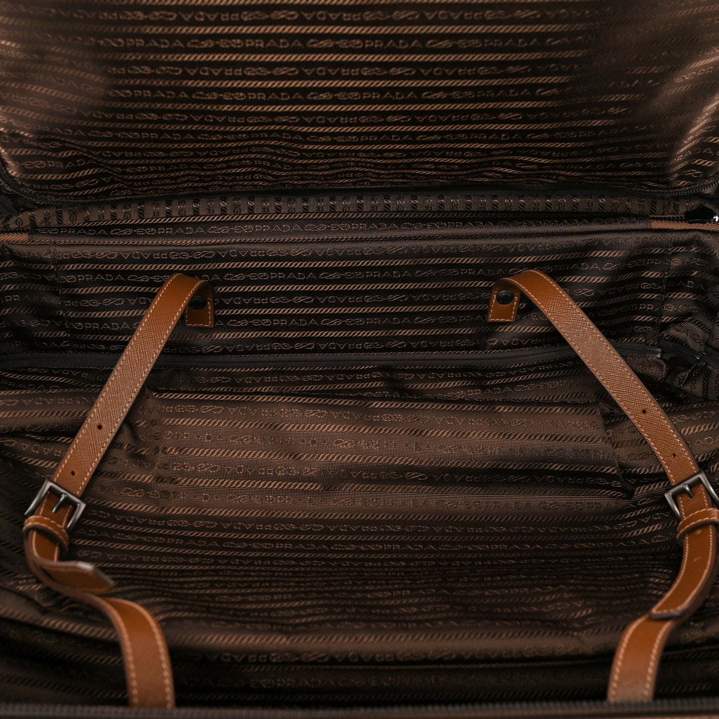 Tessuto Nylon Saffiano Travel Trolley Tabacco