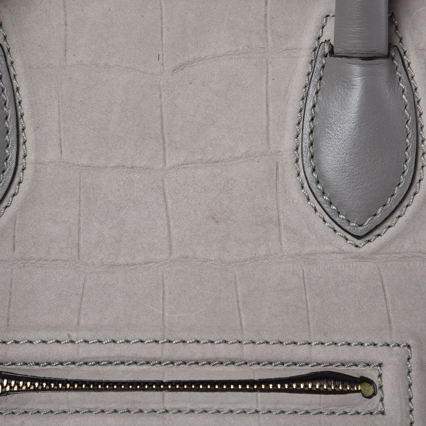 Crocodile Embossed Nubuck Medium Phantom Luggage Grey