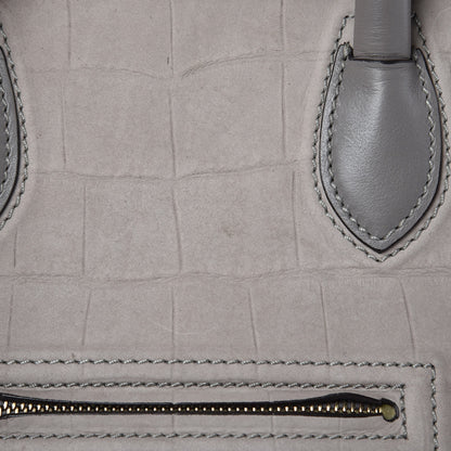 Celine Crocodile Embossed Nubuck Medium Phantom Luggage Grey 12 of 20