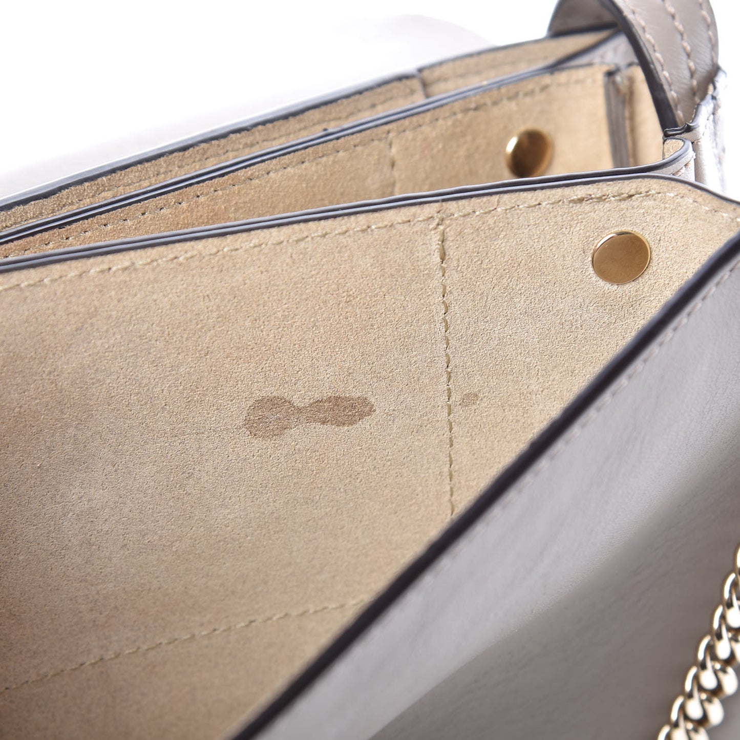 Suede Calfskin Small Faye Shoulder Bag Motty Grey