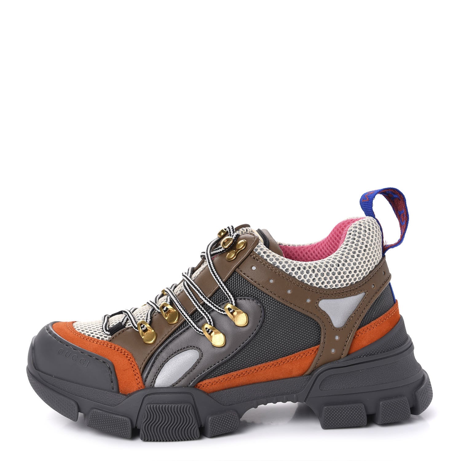 Gucci X SEGA Mesh Canvas Calfskin Womens Flashtrek Sneakers 37.5 White Box Pink Ardesia Loess 1 of 9