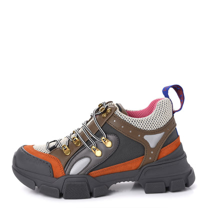 Gucci X SEGA Mesh Canvas Calfskin Womens Flashtrek Sneakers 37.5 White Box Pink Ardesia Loess 1 of 9