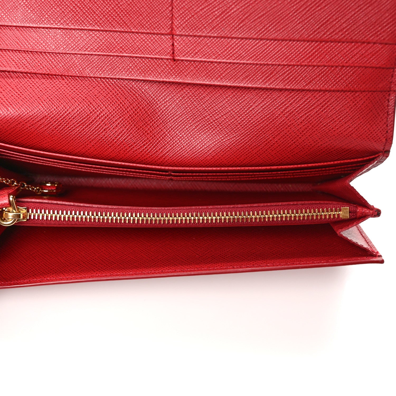 Prada Saffiano Monochrome Continental Wallet Fuoco 6 of 11