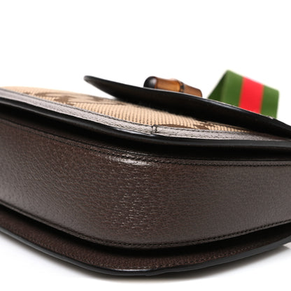 Gucci Monogram Jumbo GG Textured Dollar Calfskin Web Small Bamboo 1947 Top Handle Bag Camel Ebony New Acero 11 of 11