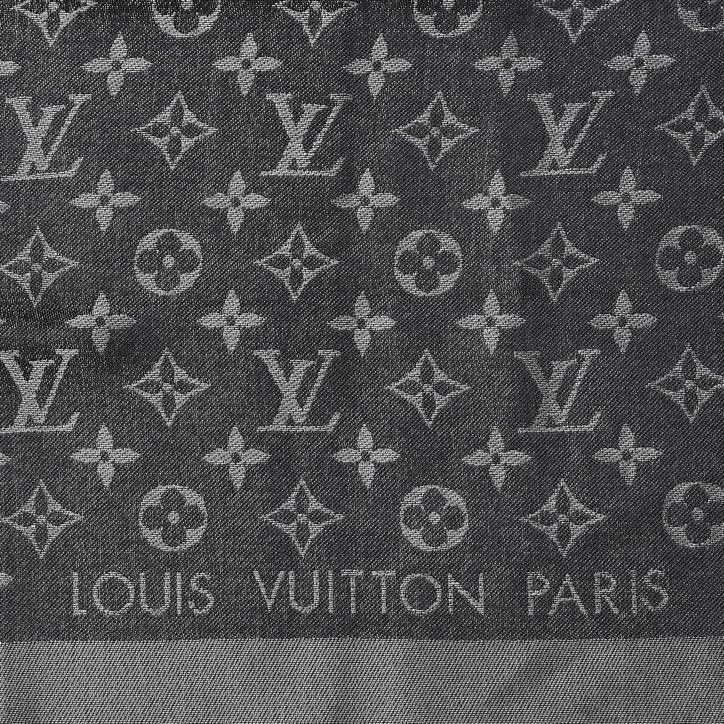 Silk Lurex Wool Monogram Shine Shawl Black