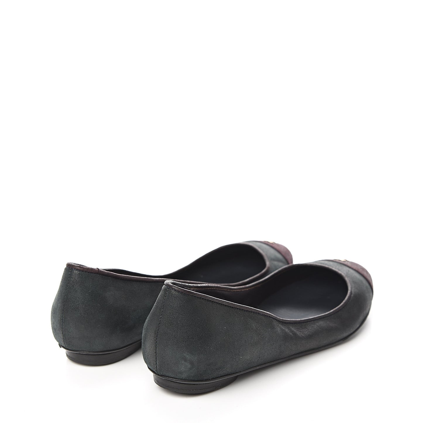 Suede Cap Toe CC Ballerina Flats 36.5 Dark Green Burgundy