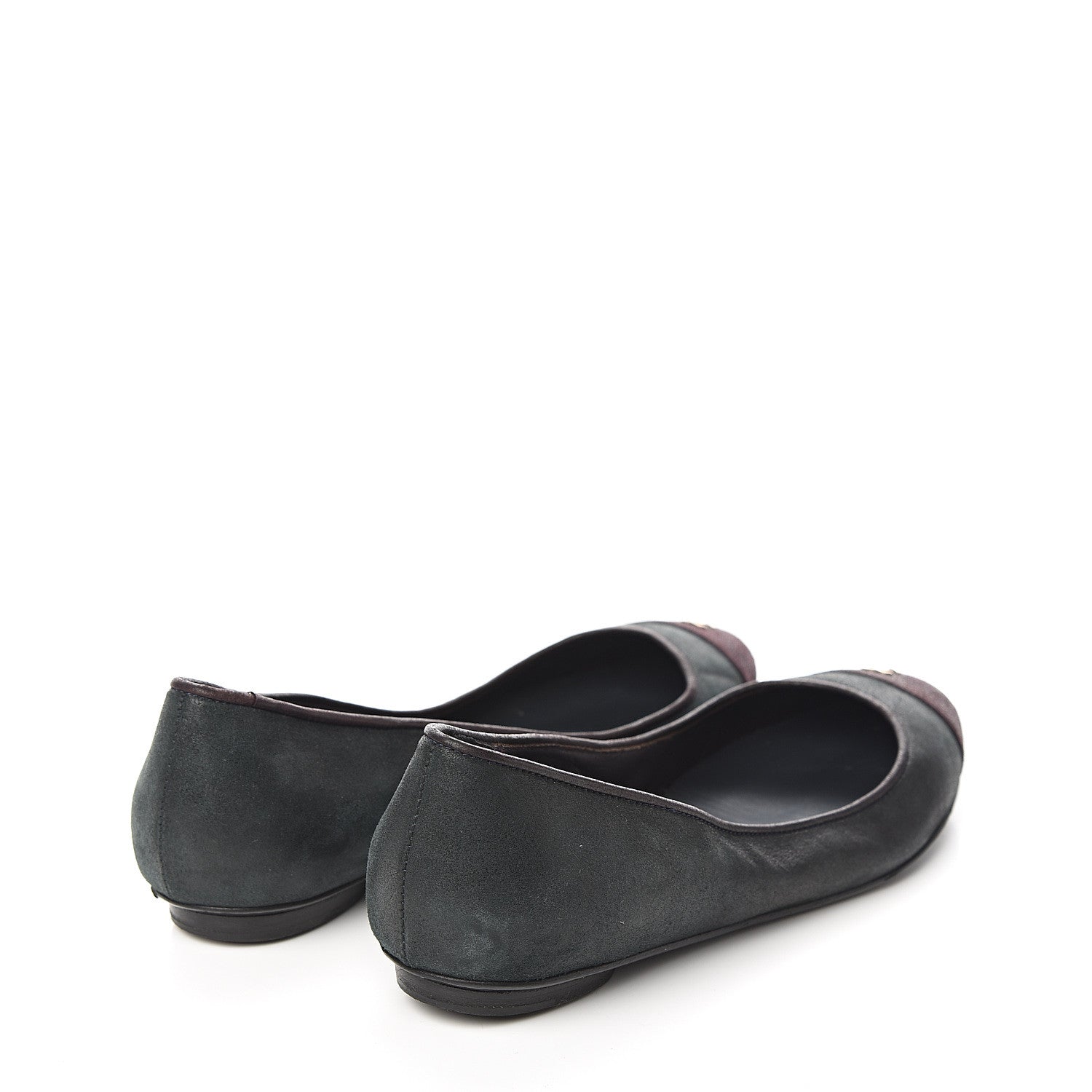Chanel Suede Cap Toe CC Ballerina Flats 36.5 Dark Green Burgundy 4 of 8